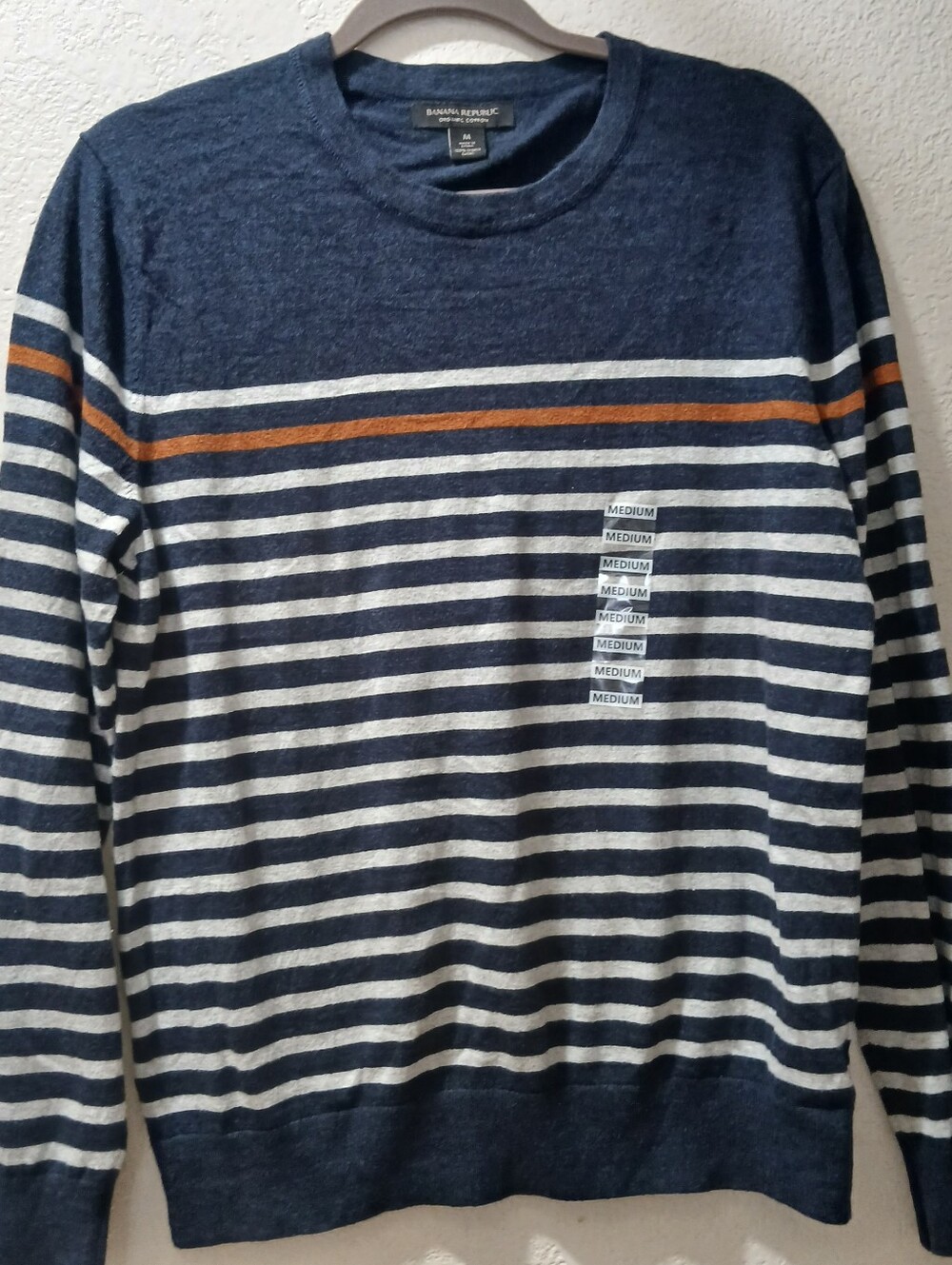 Banana Republic Nwot M 100% organic cotton Crewneck Sweater with Rust Accent